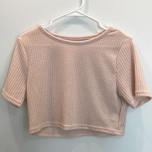 Solid waffle cropped tee